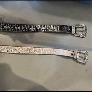 2 Buckle Rhinestone Belts